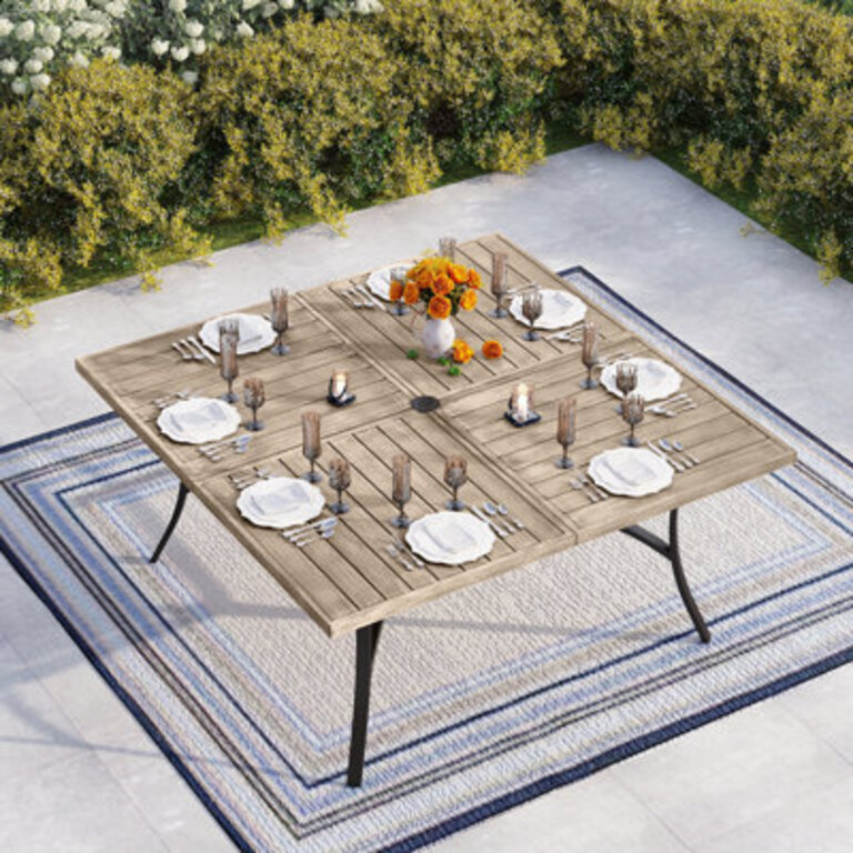 Ballarat 60 W Square Metal Outdoor Dining Table with Umbrella Hole