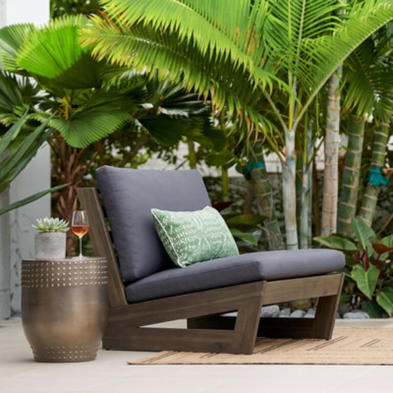 Louise Acacia Outdoor Armless Lounge Chair