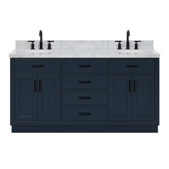 Thornaby 66 Solid Wood Double Bathroom Vanity with 15 Carrara Marble Top