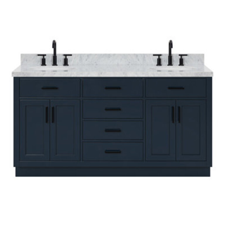 Thornaby 66 Solid Wood Double Bathroom Vanity with 15 Carrara Marble Top