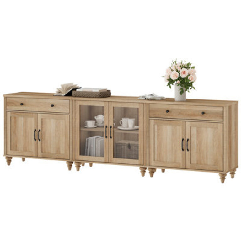 Scarlett TV Stand Console Table For 85 Inch TV Entertainment Center With Glass  Wood Door Kitchen Sideboard Buffet Cabinet For Dining Room