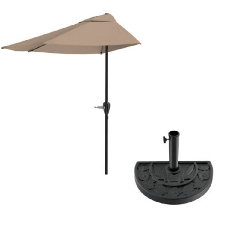Imel Pure Garden 9 Ft Half Umbrella and 20lb Base