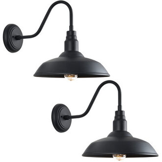 Outdoor Gooseneck Lights for Farmhouse Matte Black Exterior Barn Light with Wall Mount for Porch