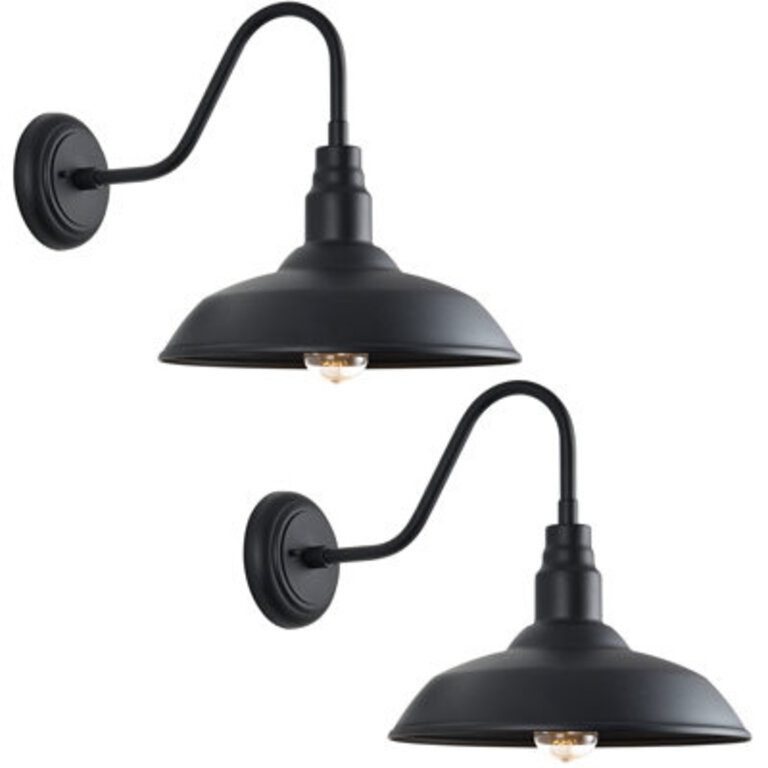 Outdoor Gooseneck Lights for Farmhouse Matte Black Exterior Barn Light with Wall Mount for Porch