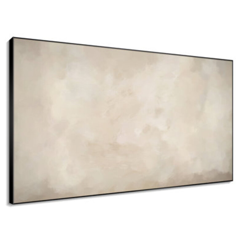 Extra Large Wall Art Fabric Print - Neutral Abstract Subtle Layered Patterns Illustrations Artwork Decor for Living Room or Bedroom - Frame Assembly Required Unfinished Frame