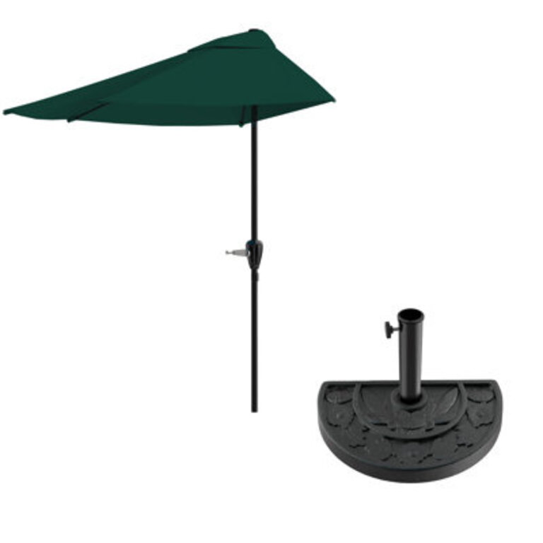 Imel Pure Garden 9 Ft Half Umbrella and 20lb Base
