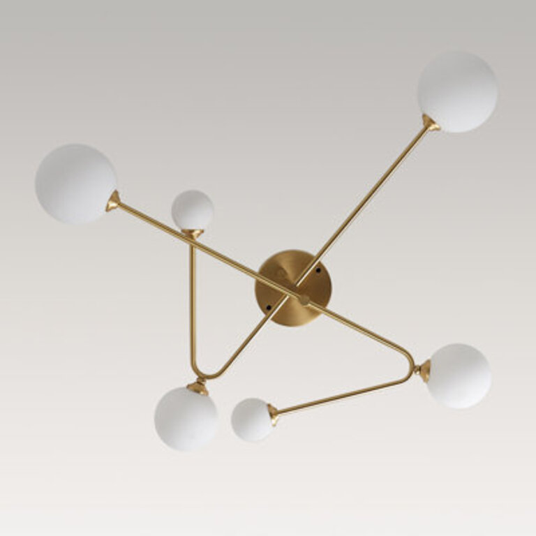 6 - Light Sputnik Glass Globe Linear Semi Flush Mount