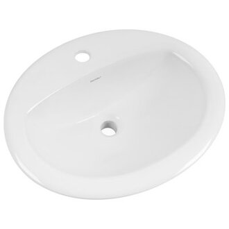 20 x 17 White Oval Vitreous China Drop-in Bathroom Sink with Overflow