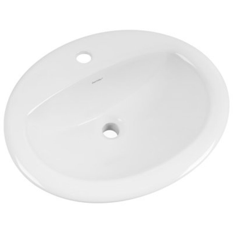20 x 17 White Oval Vitreous China Drop-in Bathroom Sink with Overflow