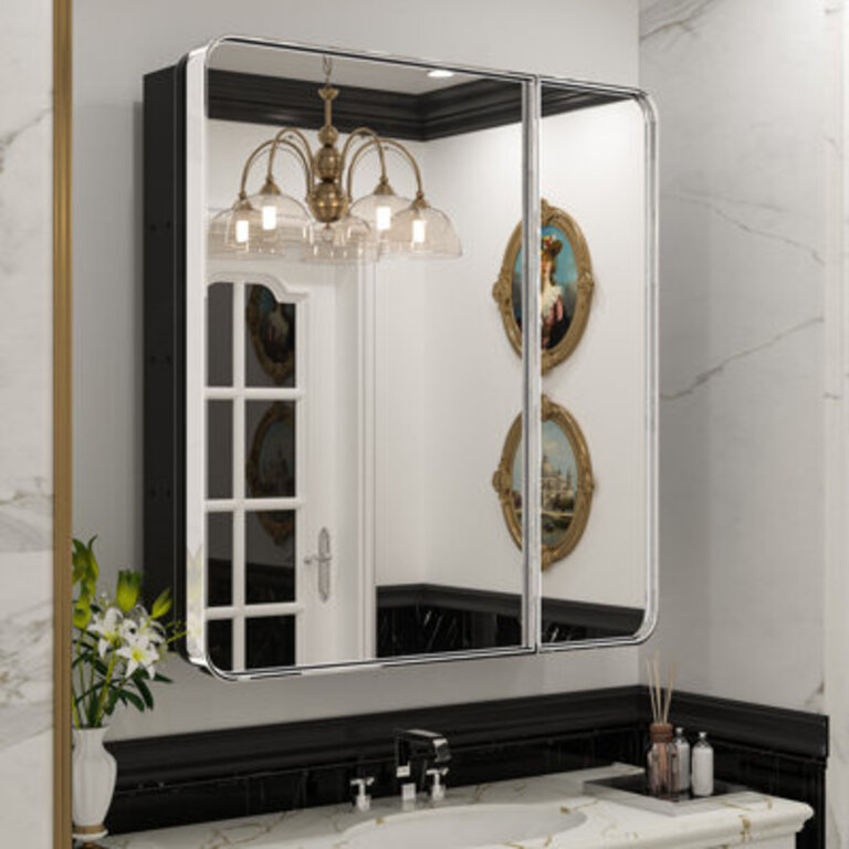 Gervon Rectangle Recessed Medicine Cabinet with Adjustable Shelves