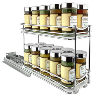 LYNK PROFESSIONAL Pull Out Spice Rack Organizer for Cabinet - 2 Tier Chrome
