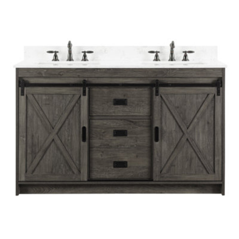 Jillian 54 Double Bathroom Vanity with Engineered Stone Top