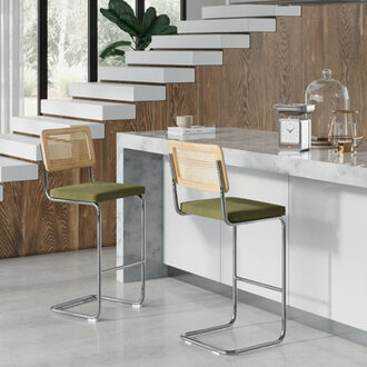 Set of 2 Walsh Velvet Bar  Counter Stools