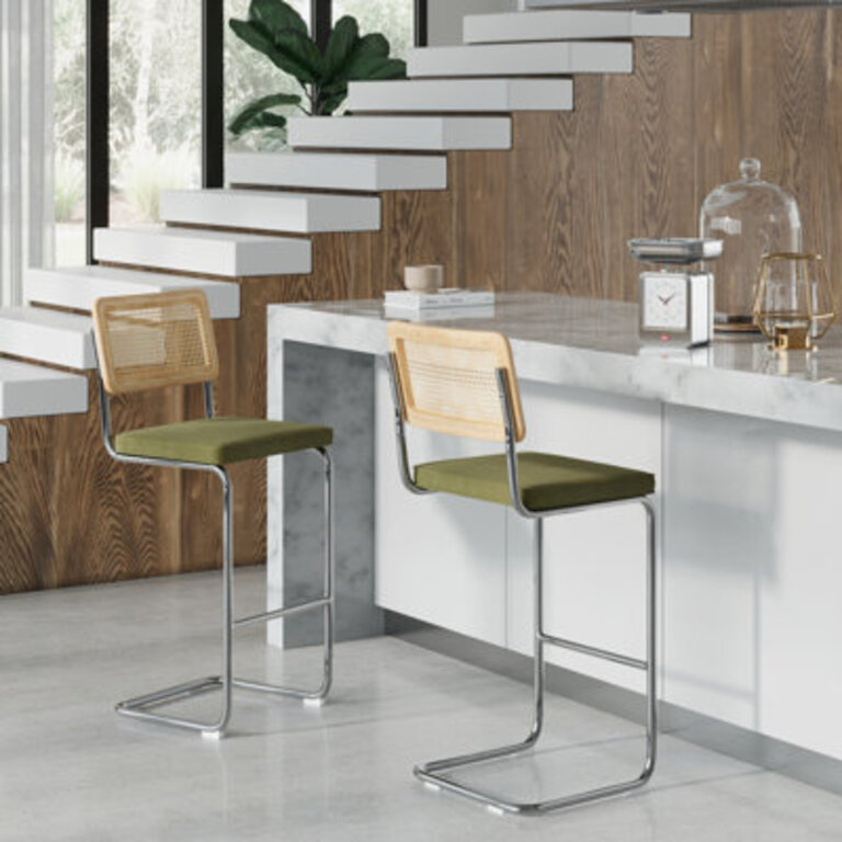 Set of 2 Walsh Velvet Bar  Counter Stools