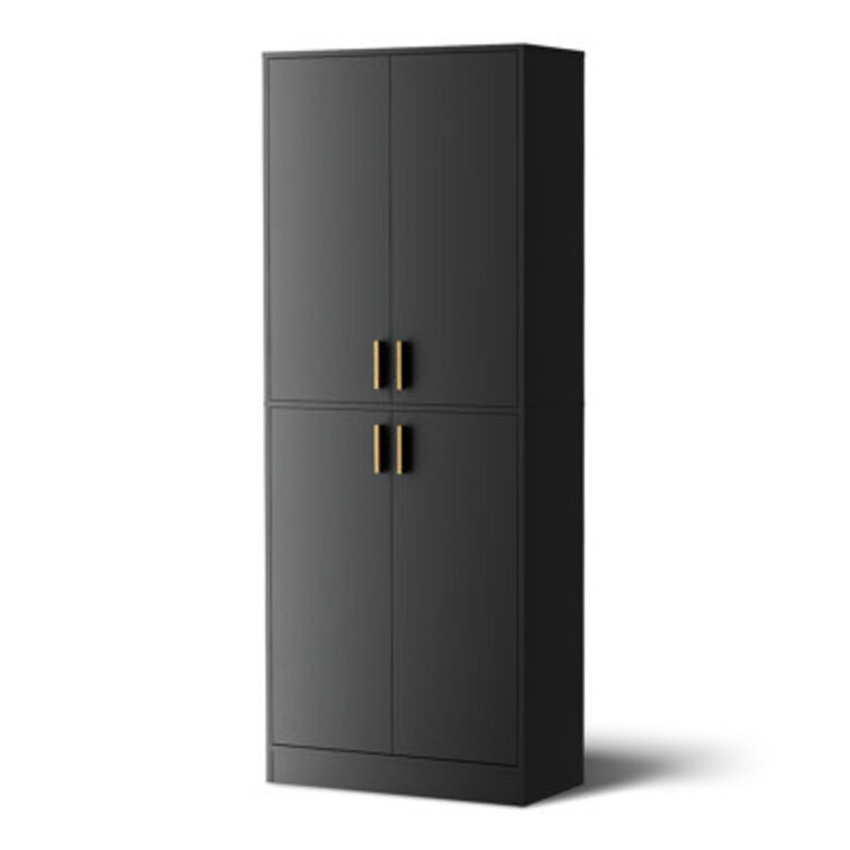 Boscombe 71 H Kitchen Pantry Cabinet with 4 Doors and 2 Adjustable Shelves Tall Kitchen Storage Cabinet for Dining Room Living Room