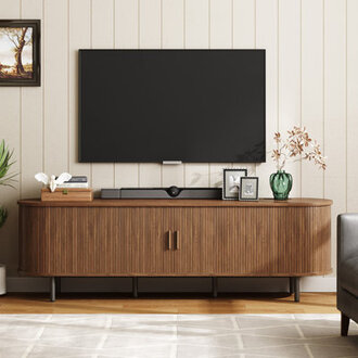 Modern Solid and Manufactured Wood TV Stand for TVs up to 80