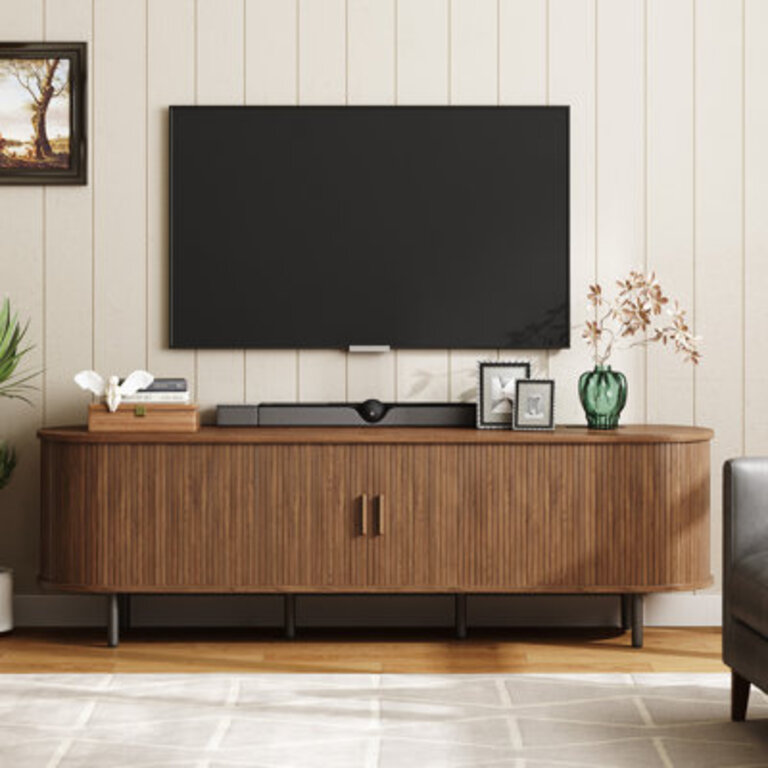 Modern Solid and Manufactured Wood TV Stand for TVs up to 80