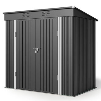Aiho 6 ft W X 4 ft D Galvanized Steel Horizontal Storage Shed