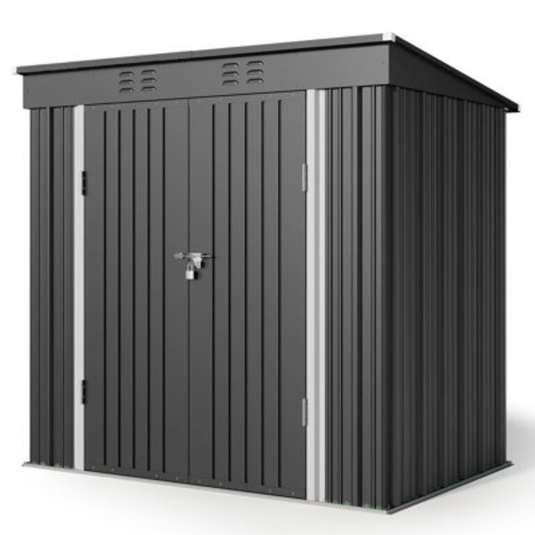 Aiho 6 ft W X 4 ft D Galvanized Steel Horizontal Storage Shed