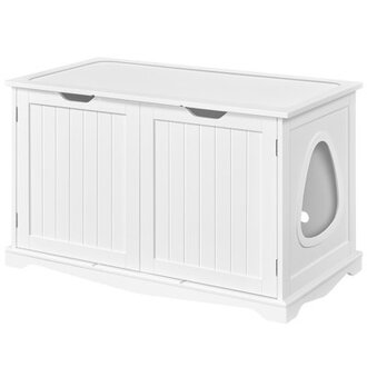 375 L  21 W  23 H Wooden Cat Litter Box Enclosure With Divider