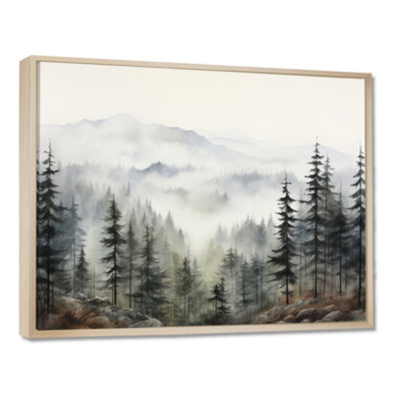 Pine Tree Misty Mountain II On Canvas Print