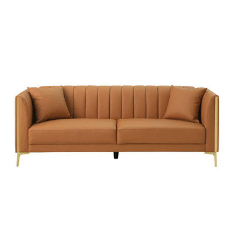 Dreiling Faux Leather Tuxedo Arm Sofa