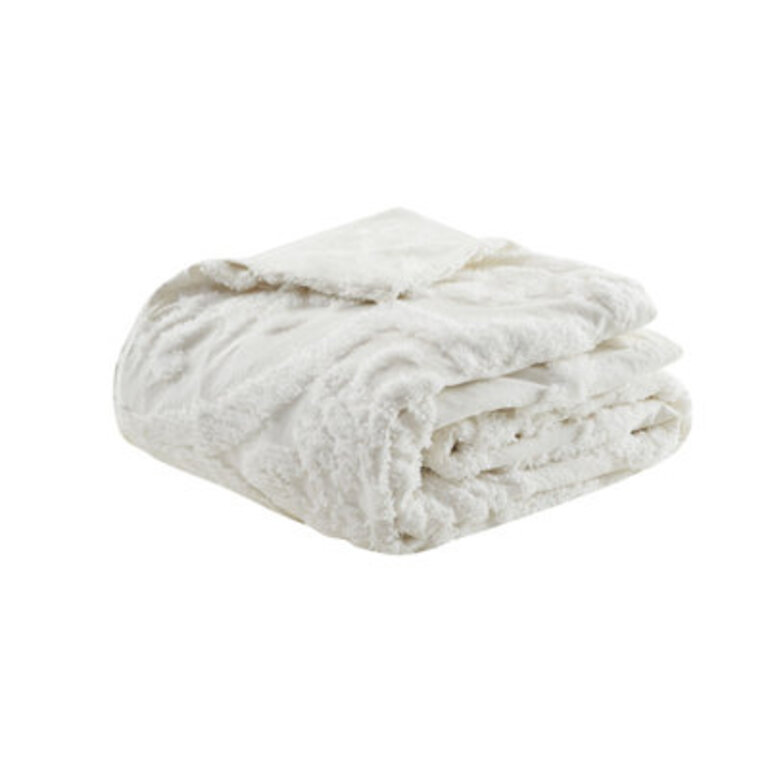 Viola Tufted Cotton Chenille Damask 3 Piece Duvet Set