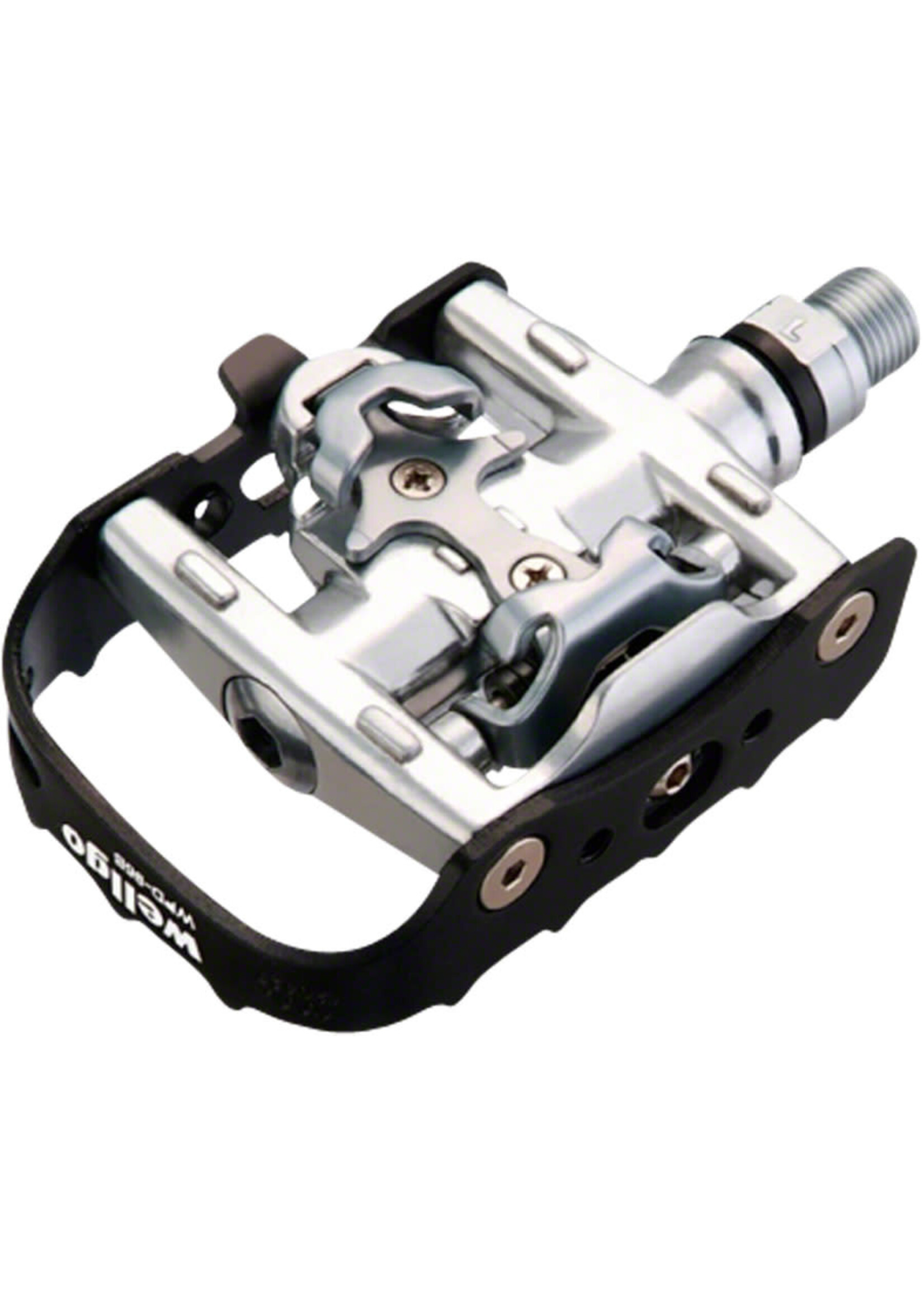 Wellgo Wellgo WPD-95B Pedals - Single Side Clipless (SPD) with Platform, Aluminum, 9/16", Black/Silver