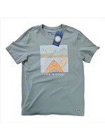 Life is Good Mens Crusher Tee Woodblock Kayak SmkBlu