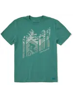 Life is Good Mens Crusher Tee Woodsy Downhiller SprGrn