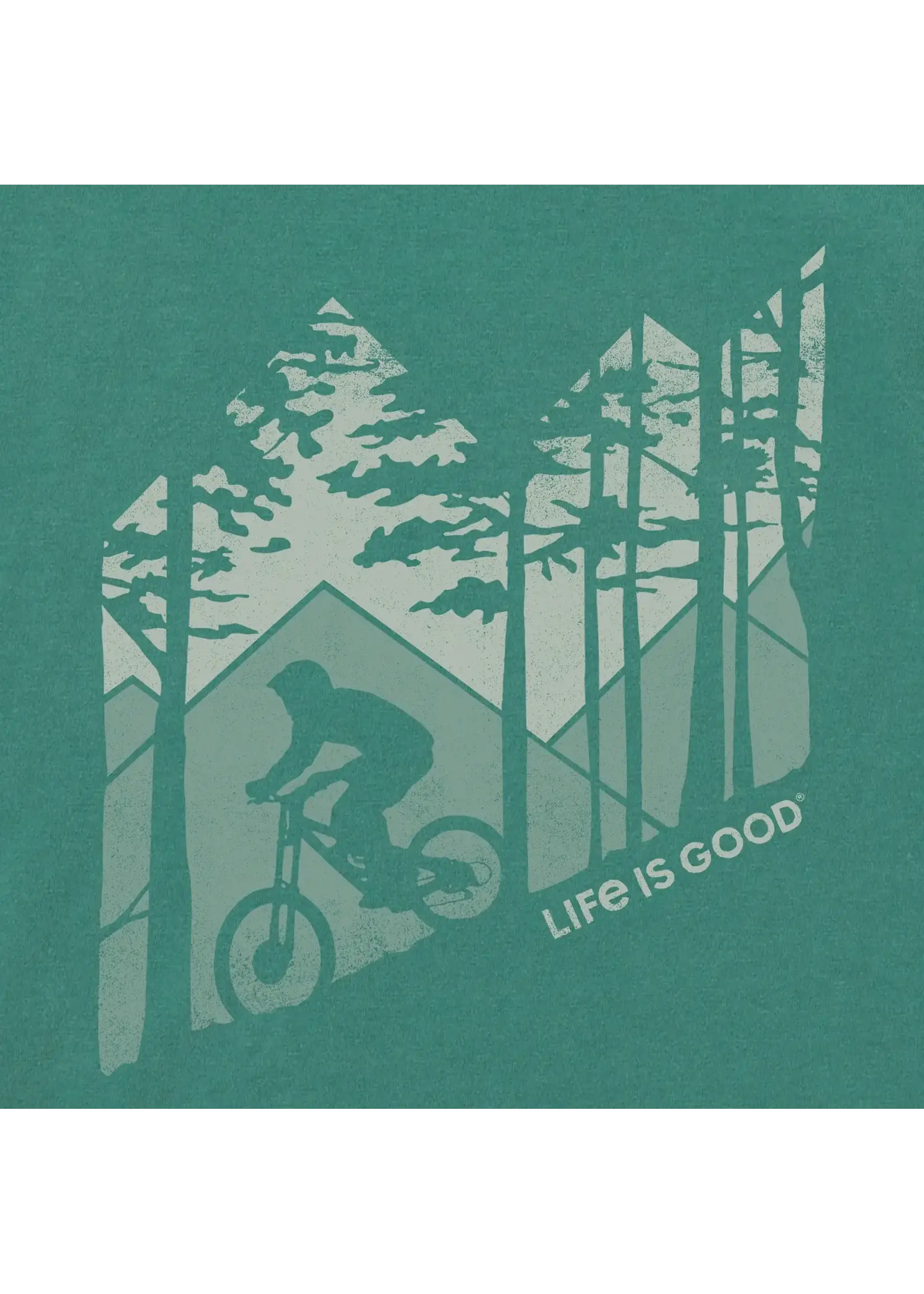 Life is Good Mens Crusher Tee Woodsy Downhiller SprGrn
