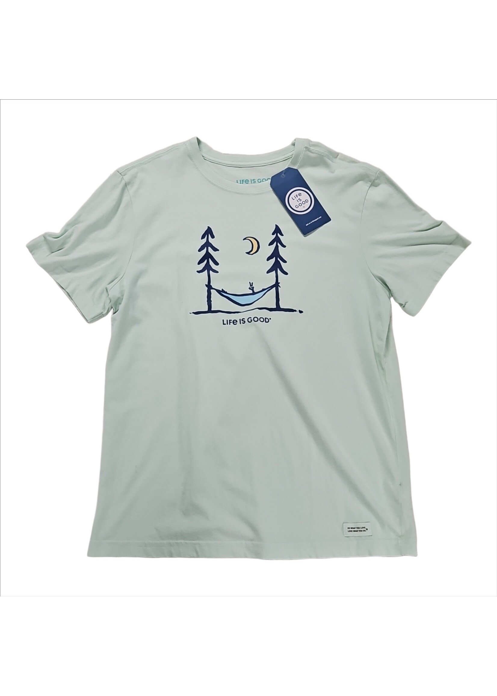 Life is Good Mens Crusher-LITE Tee Peace Out SagGrn