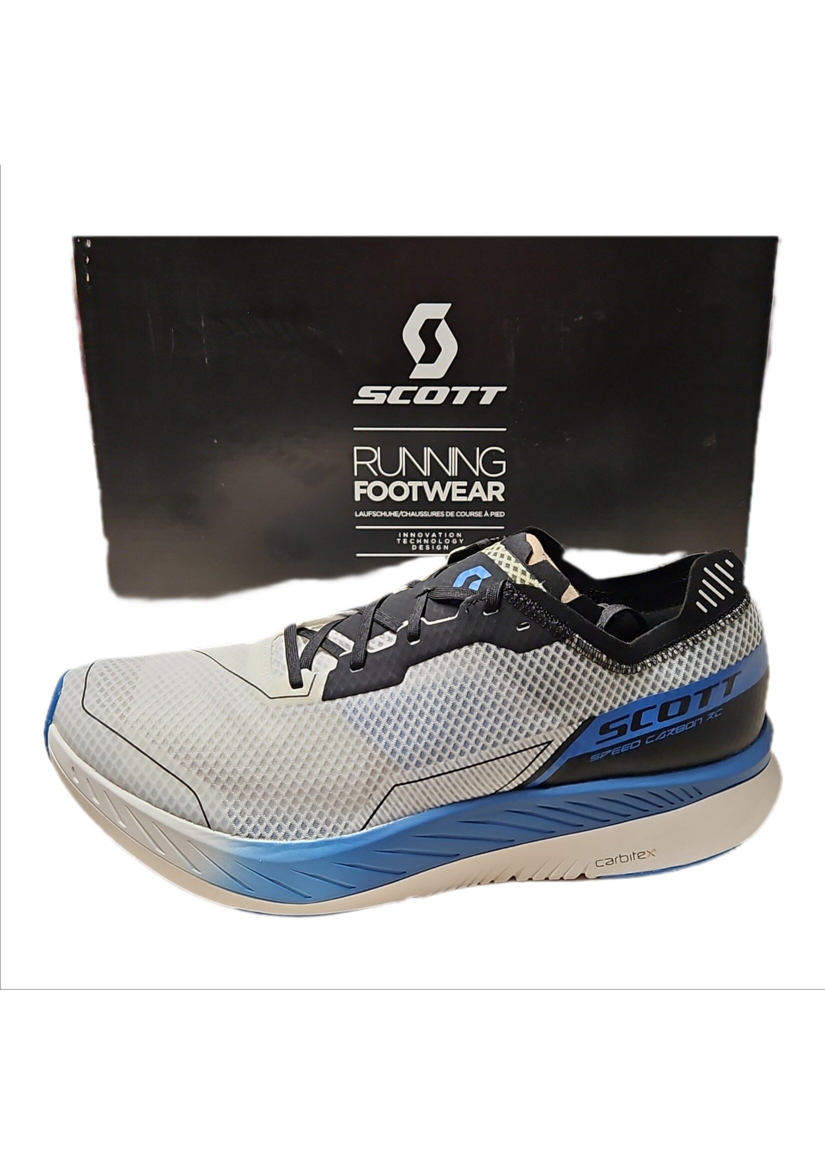 Scott Running Scott Speed Carbon Mens Running Shoe-White/Storm Blue