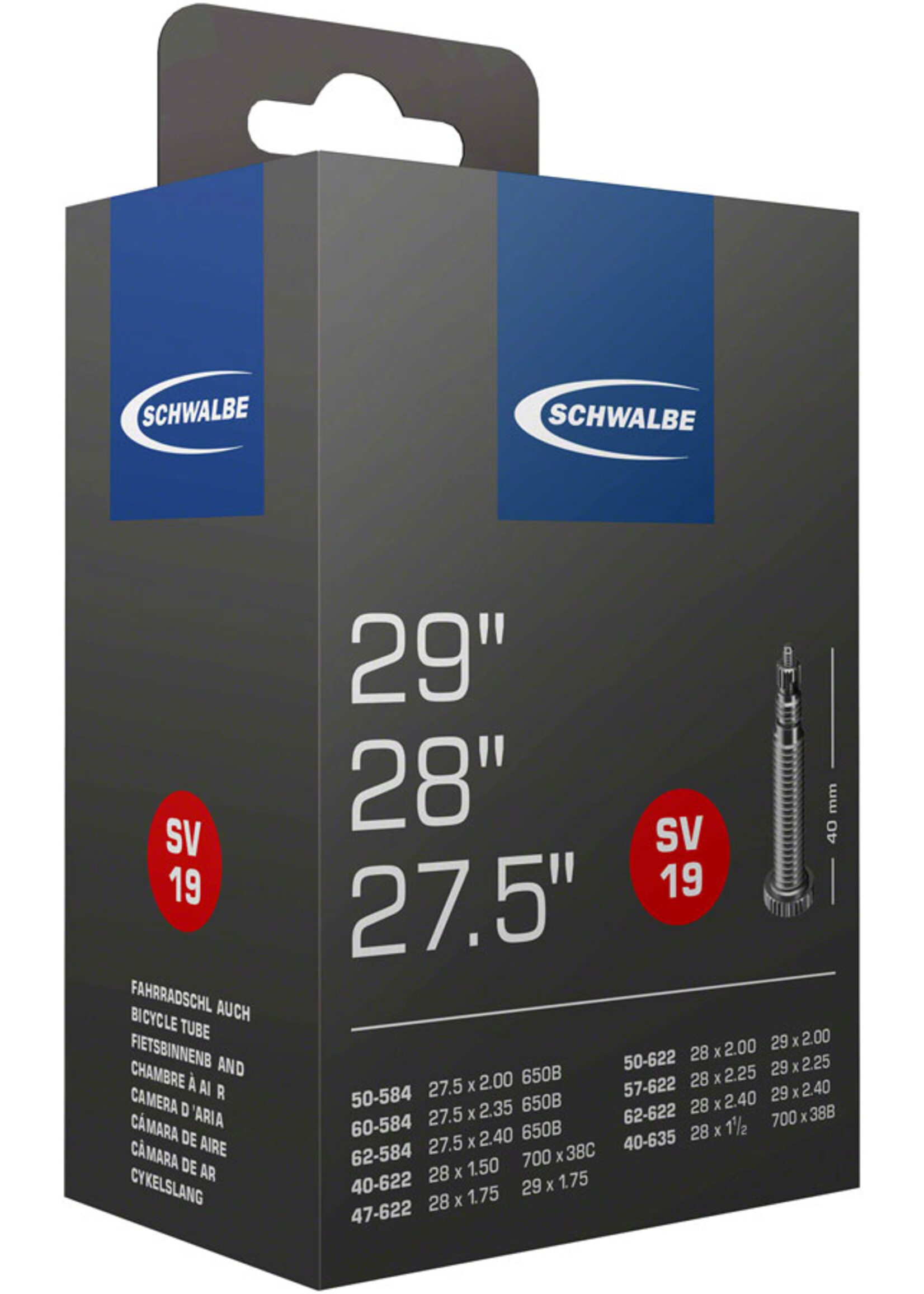 Schwalbe Schwalbe Standard Tube - 27.5 x 2.1 - 2.4, 40mm Presta Valve