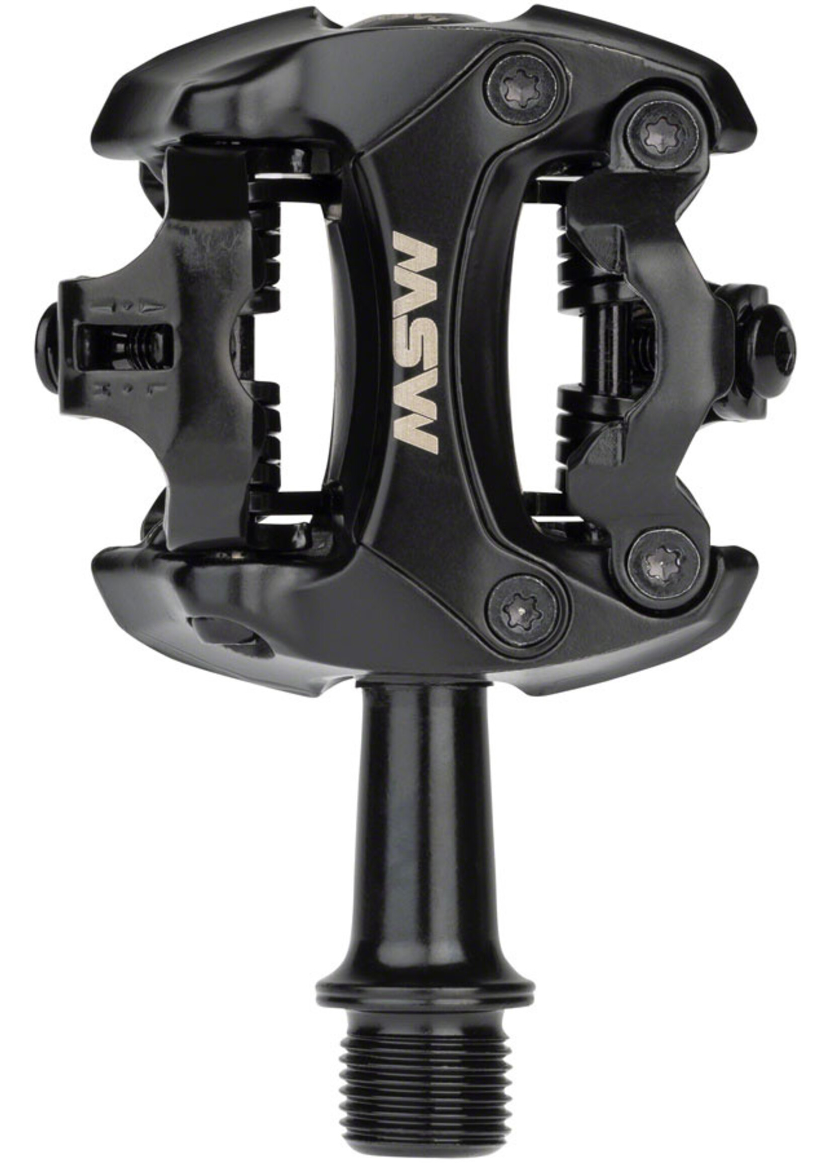 MSW MSW Flash II Pedals - Dual Sided Clipless (SPD), Aluminum, 9/16", Black