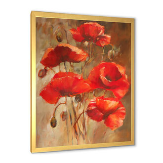 Red Blossoming Poppies VI  Painting Print