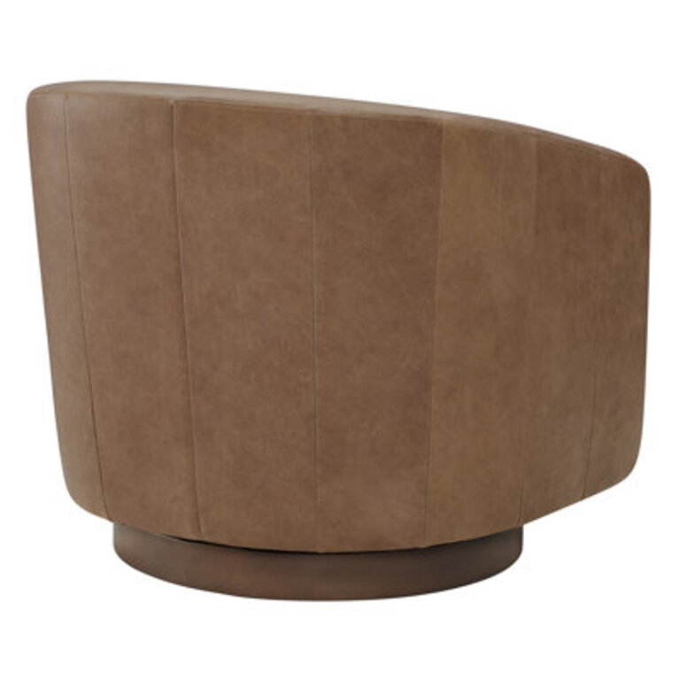 Bennett Genuine Leather Swivel Barrel Chair