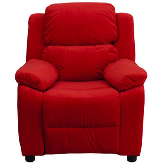 Degnan Deluxe Padded Contemporary Kids Recliner with Storage Arms