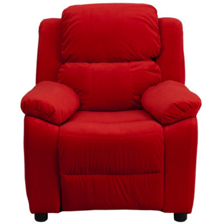 Degnan Deluxe Padded Contemporary Kids Recliner with Storage Arms