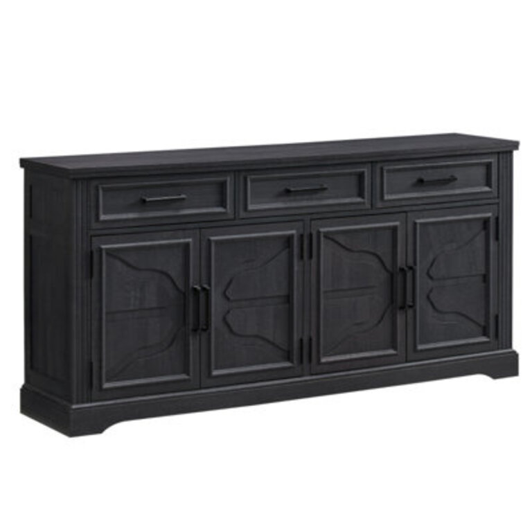 Nayda 66 Wide 3 Drawer Sideboard Buffet Farmhouse 4 Doors Credenza Storage Cabinets with Adjustable Shelves