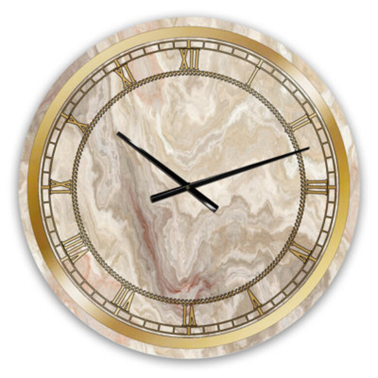 White Onyx Natural White Marble - Glam wall clock