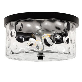Alixandra 2-Light Flush Mount Ceiling Light With Clear Hammered Glass