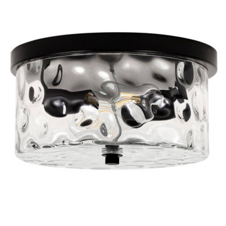 Alixandra 2-Light Flush Mount Ceiling Light With Clear Hammered Glass