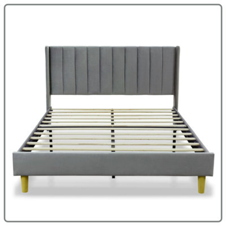 Eriksay Low Profile Upholstered Platform Bed with Wingback Headboard