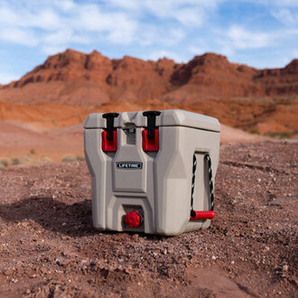 Lifetime 20 Quarts Ice Chest in KhakiRed