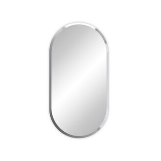 Long Oval Wall Hanging Glass Mirror With Beveled Edge Vanity Mirror For Bathroom