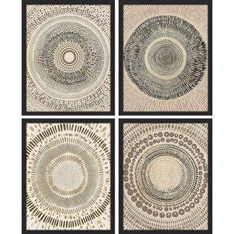 Muted Boho Abstract Geometric Bohemian Small Home Decor - Framed Poster Print 4 Pieces Wall Art Work