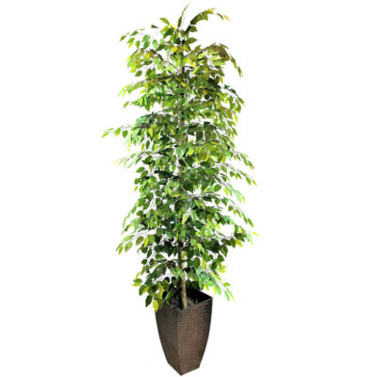 96 Faux Ficus Tree in Metal Planter