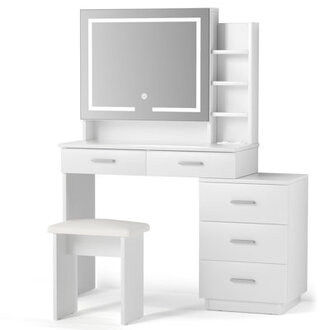 Randale Vanity with Sliding Lighted Mirror and Outlets