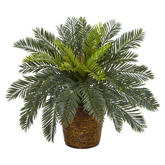 15 Faux Palm Plant in WickerRattan Basket